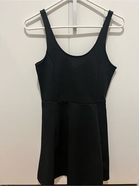 H&M Black Scoop Neck Mini Skater Dress gently worn